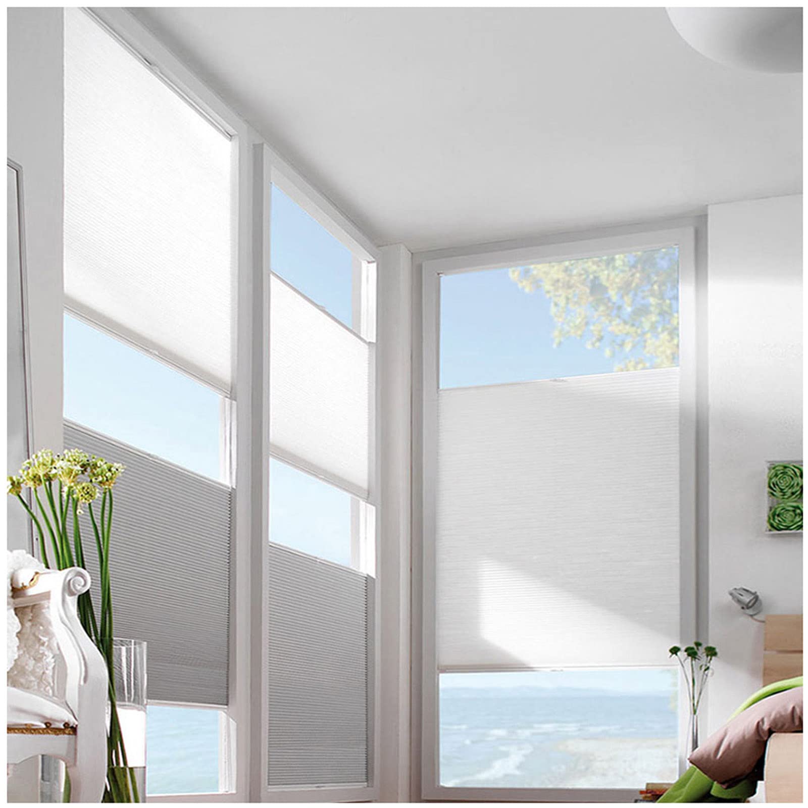 Amazon｜プリーツシェード、ノードリルインテリアハニカムカーテン